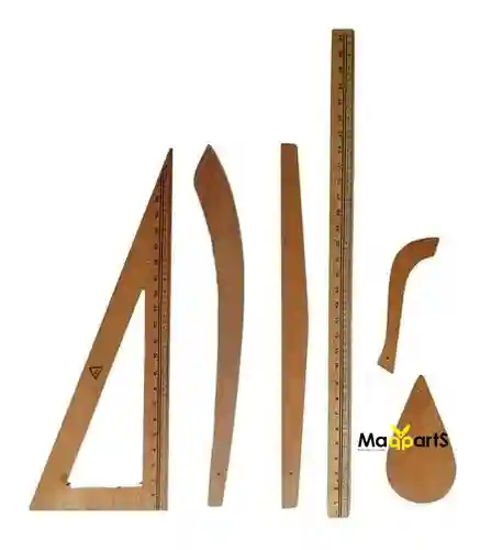Kit de Reglas para Modistería en Madera 6 Piezas - Profesional